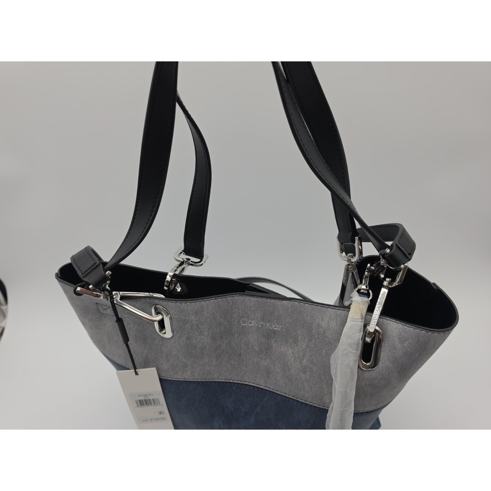 New Leather Calvin Klein purse Blue Gray Tote Purchased From Neiman Marcus. - Picture 9 of 15